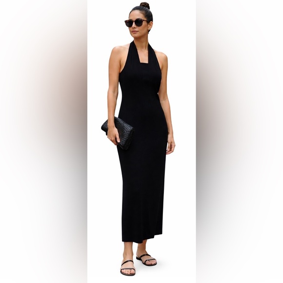 APiece Apart Black Halter Jersey Knit Midi Dress Sz S Minimalist Chic NWOT - Picture 2 of 7